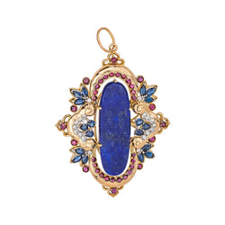 Pendentif en or jaune, lapis - lazuli, rubis, saphirs et diamants - Castafiore