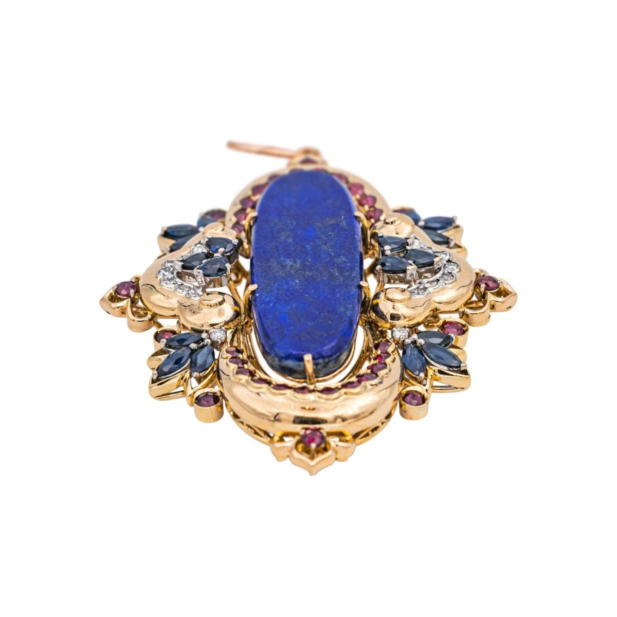 Pendentif en or jaune, lapis - lazuli, rubis, saphirs et diamants - Castafiore