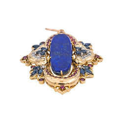 Pendentif en or jaune, lapis - lazuli, rubis, saphirs et diamants - Castafiore