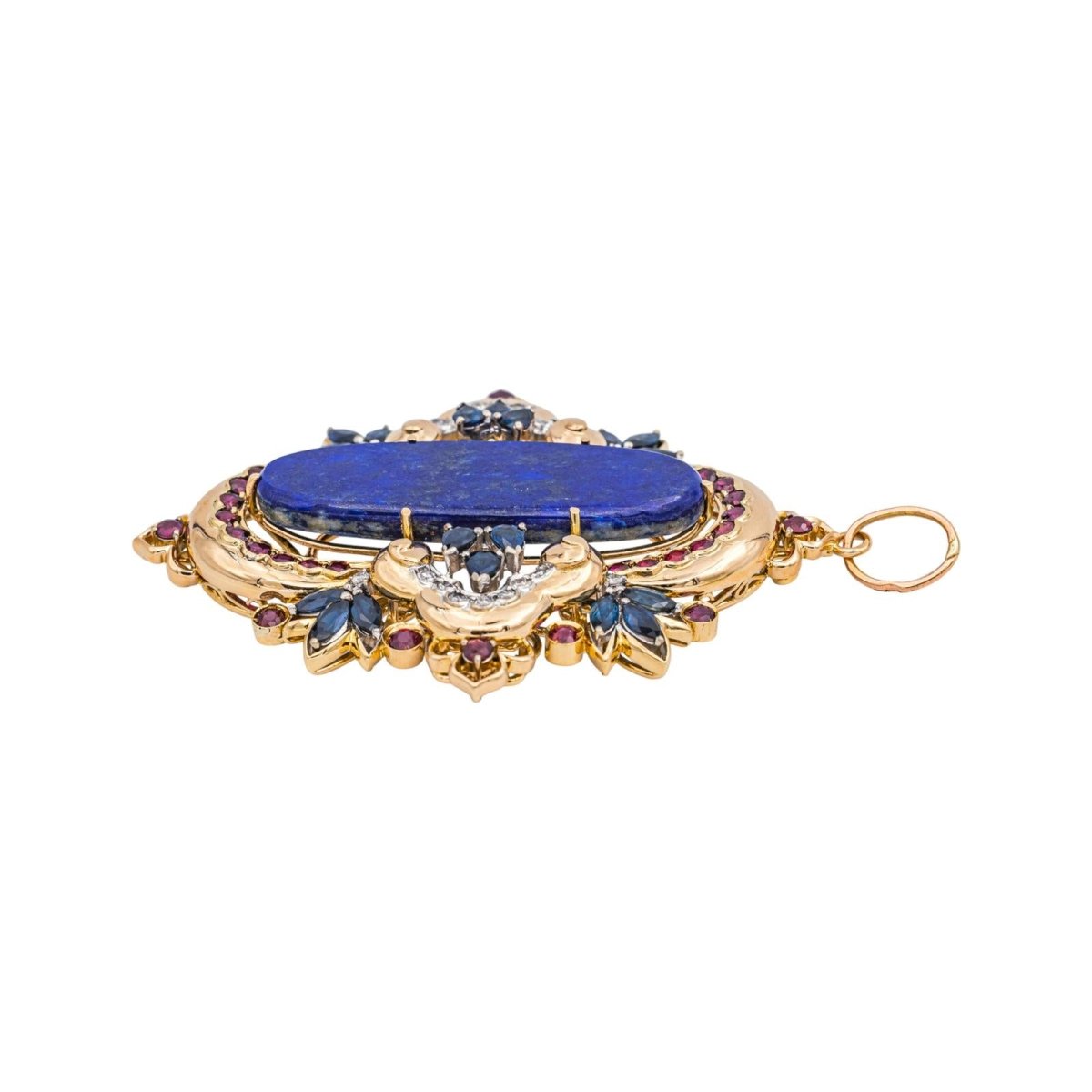 Pendentif en or jaune, lapis - lazuli, rubis, saphirs et diamants - Castafiore