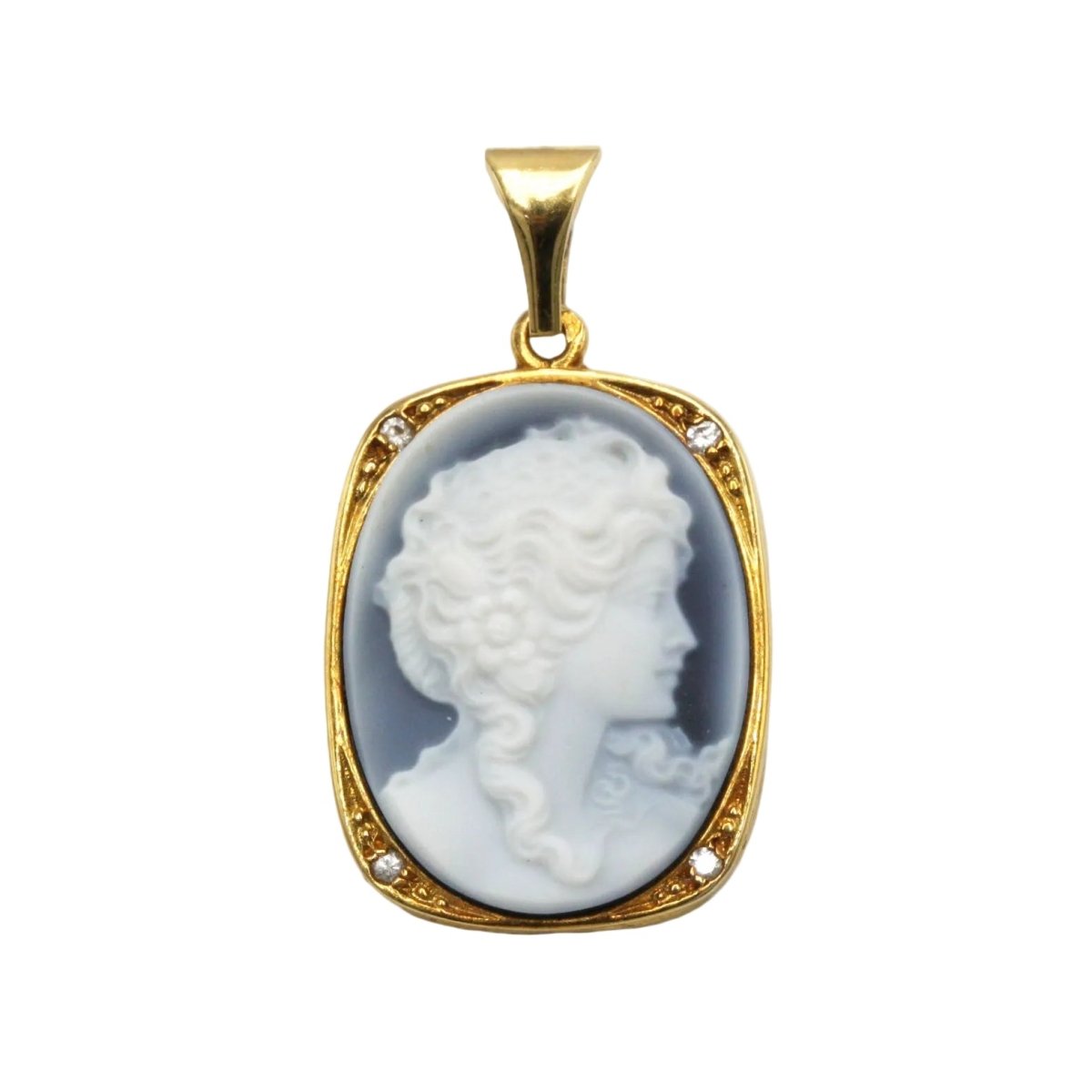 Pendentif en or jaune, onyx et diamants - Castafiore