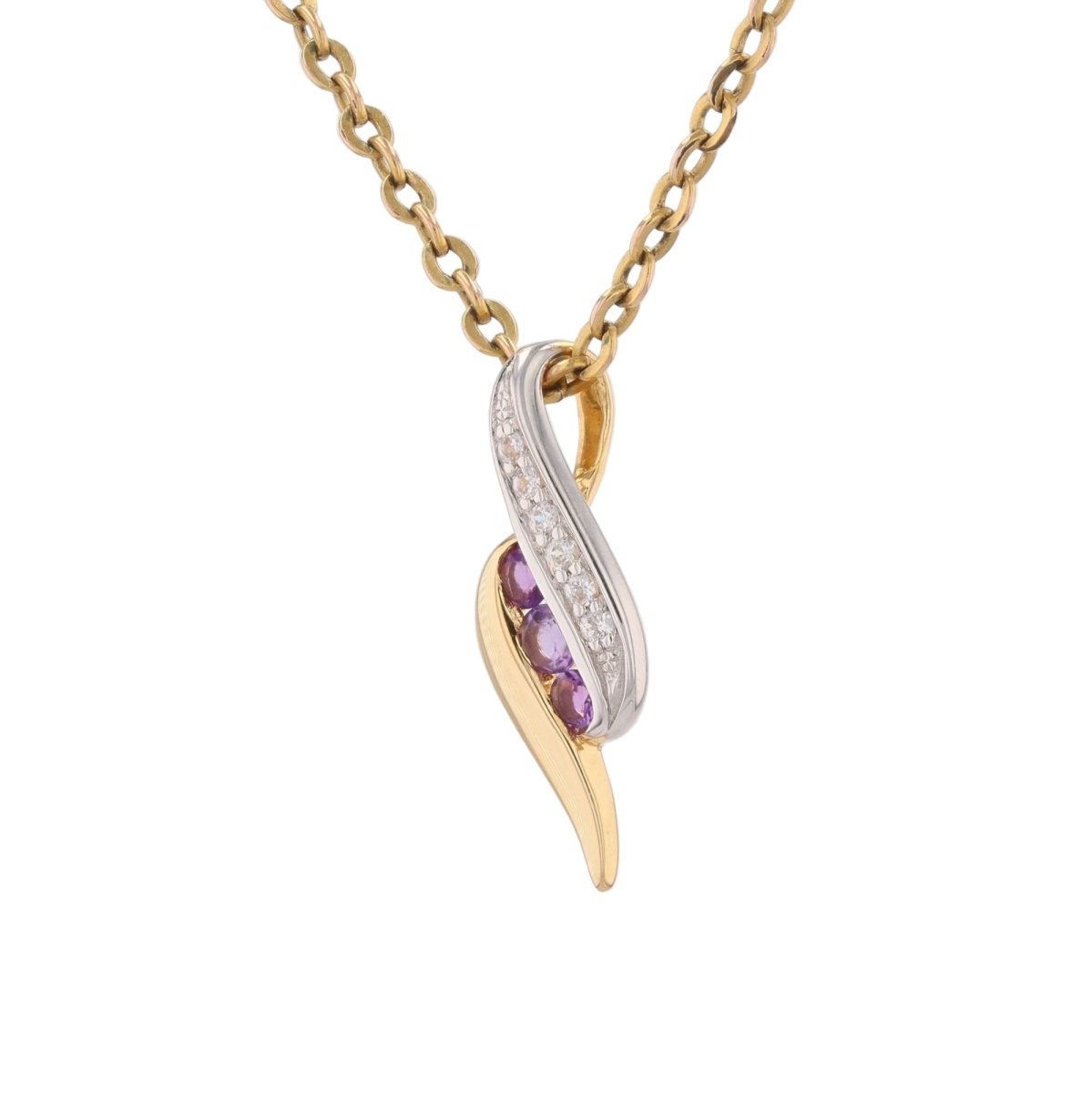Pendentif en or jaune, or blanc, améthystes et diamants - Castafiore