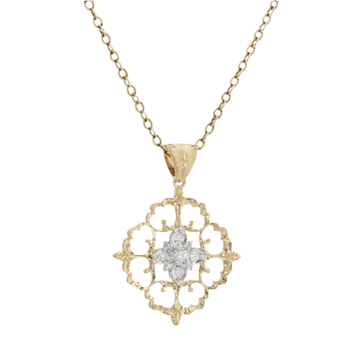 Pendentif en or jaune, or blanc et diamants - Castafiore
