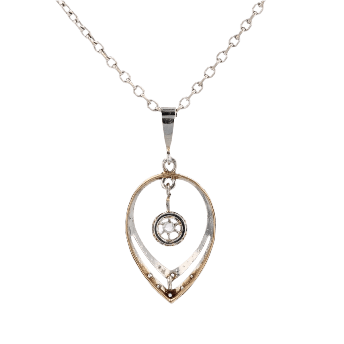 Pendentif en or jaune, or blanc et diamants - Castafiore