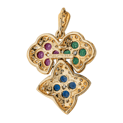 Pendentif en or jaune, or blanc, rubis, saphirs, émeraudes et diamants - Castafiore