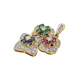 Pendentif en or jaune, or blanc, rubis, saphirs, émeraudes et diamants - Castafiore