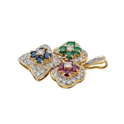 Pendentif en or jaune, or blanc, rubis, saphirs, émeraudes et diamants - Castafiore