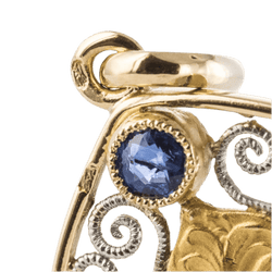 Pendentif en or jaune, or blanc, saphir et perle - Castafiore