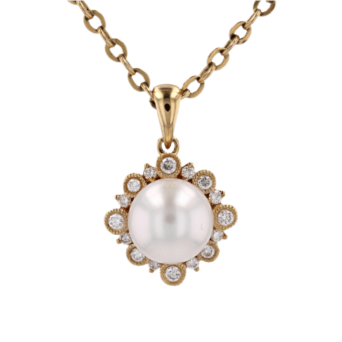Pendentif en or jaune, perle et diamants - Castafiore