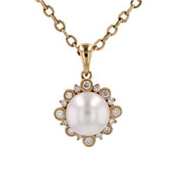 Pendentif en or jaune, perle et diamants - Castafiore