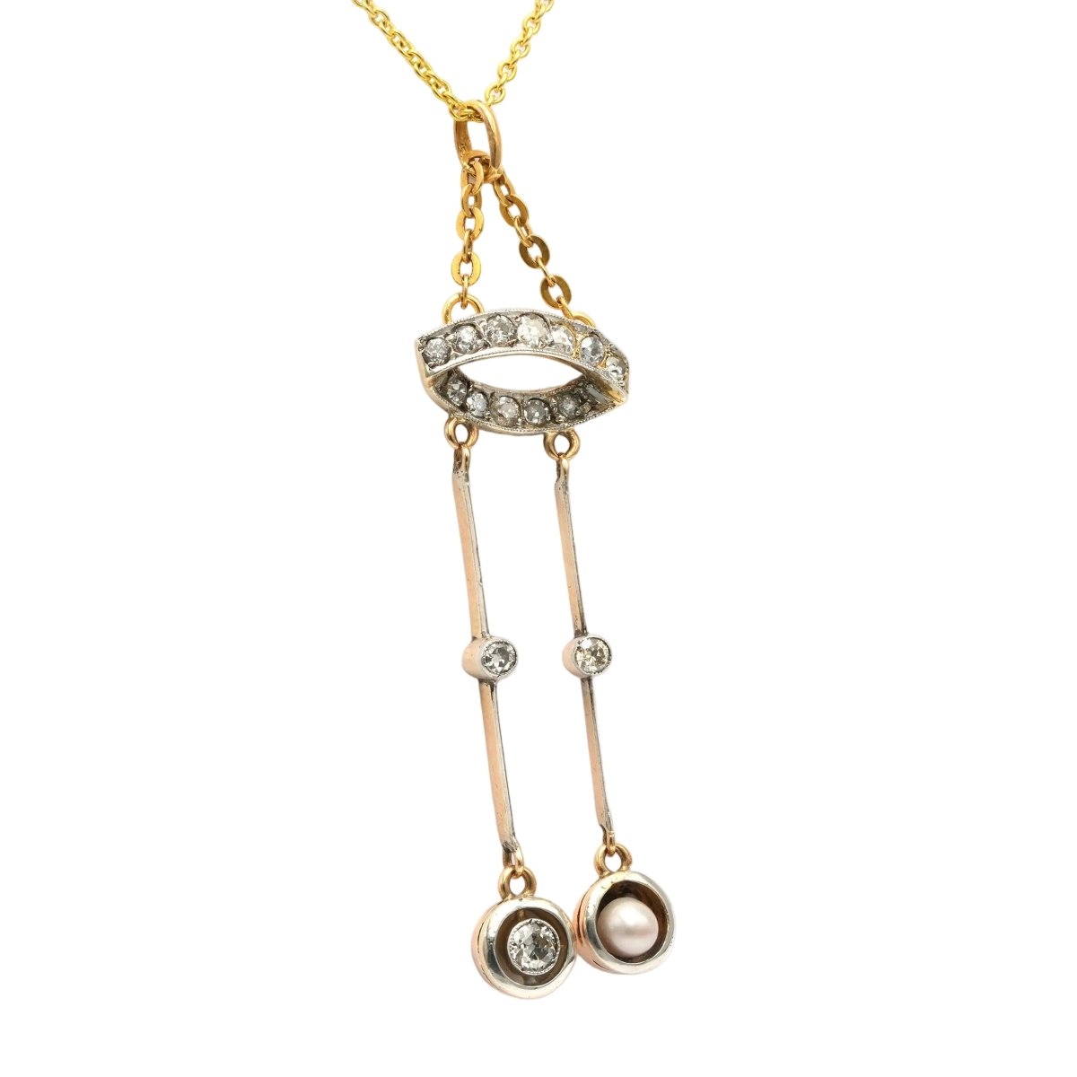 Pendentif en or jaune, perle et diamants - Castafiore
