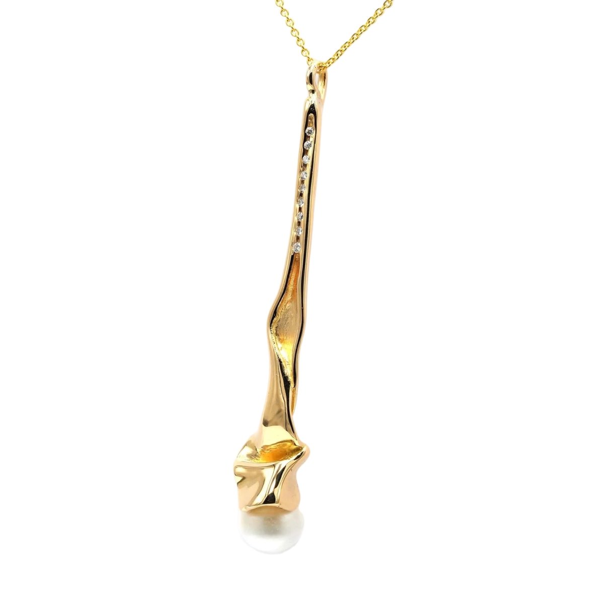 Pendentif en or jaune, perle et diamants - Castafiore