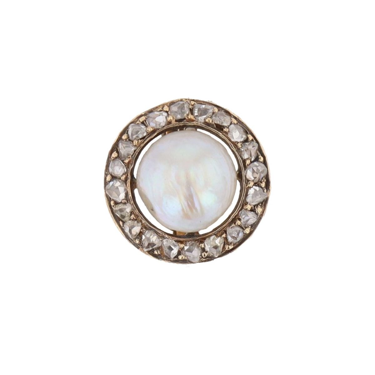 Antique round fine pearl pendant diamonds
