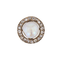 Antique round fine pearl pendant diamonds