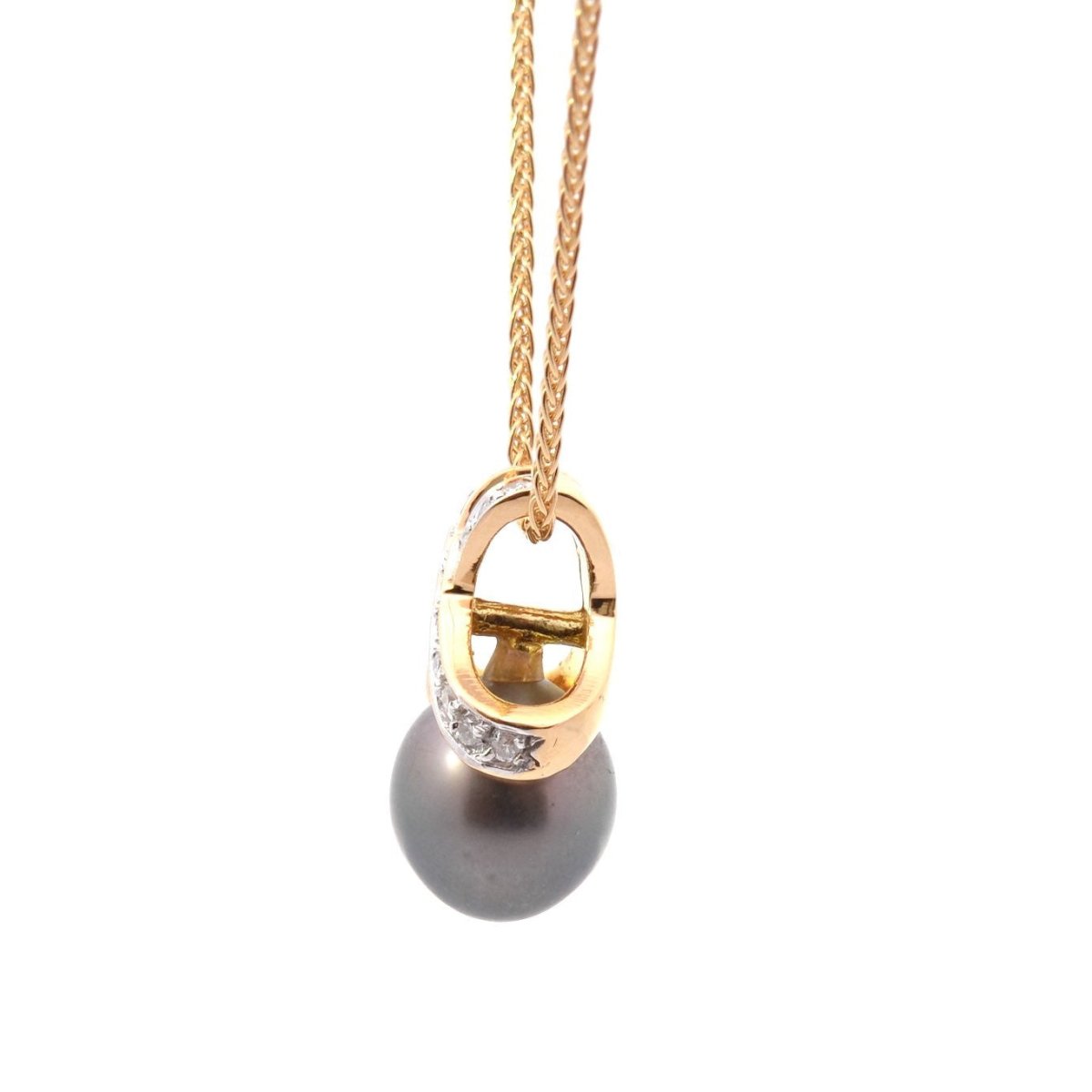 Pendentif en or jaune, perle et diamants - Castafiore