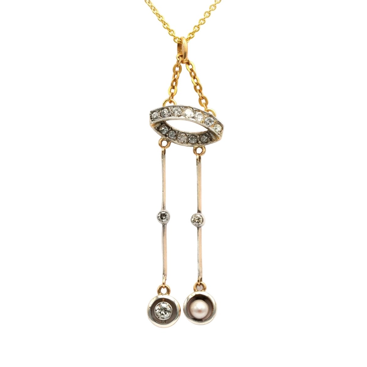 Pendentif en or jaune, perle et diamants - Castafiore