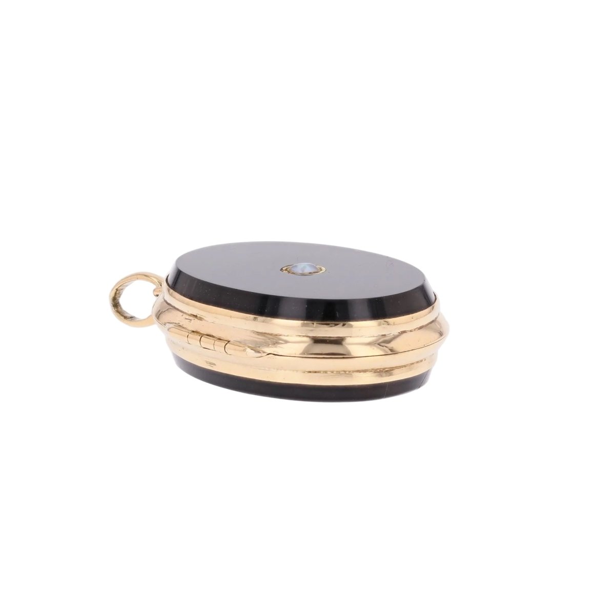 Antique onyx gold medallion with fine pearl