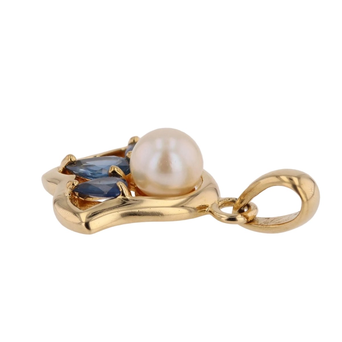 Pendentif en or jaune, perle et saphirs - Castafiore