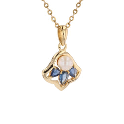 Pendentif en or jaune, perle et saphirs - Castafiore