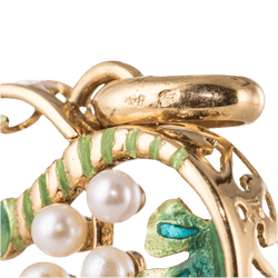 Pendentif en or jaune, perles, émail et diamant - Castafiore