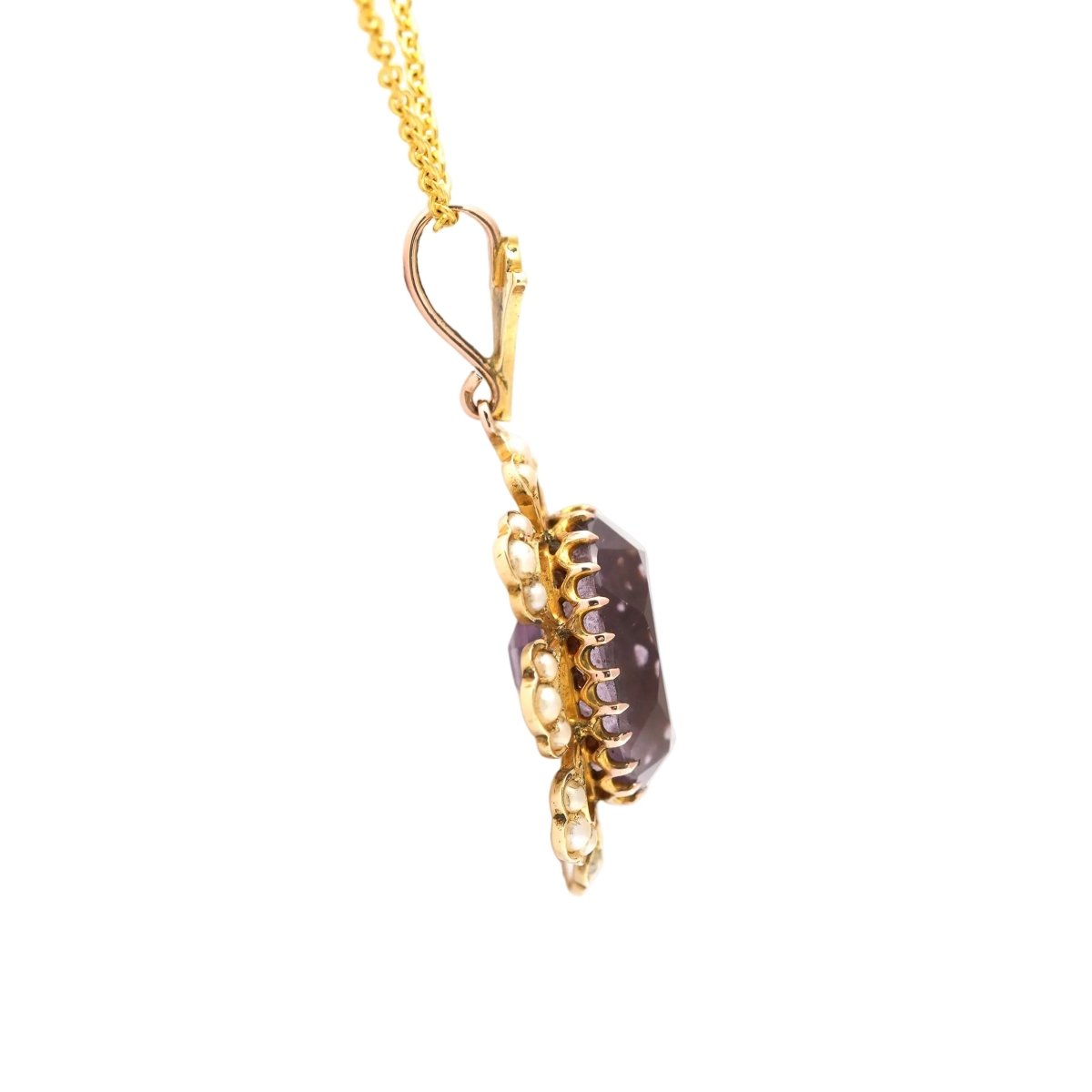 Pendentif en or jaune, perles et améthystes - Castafiore