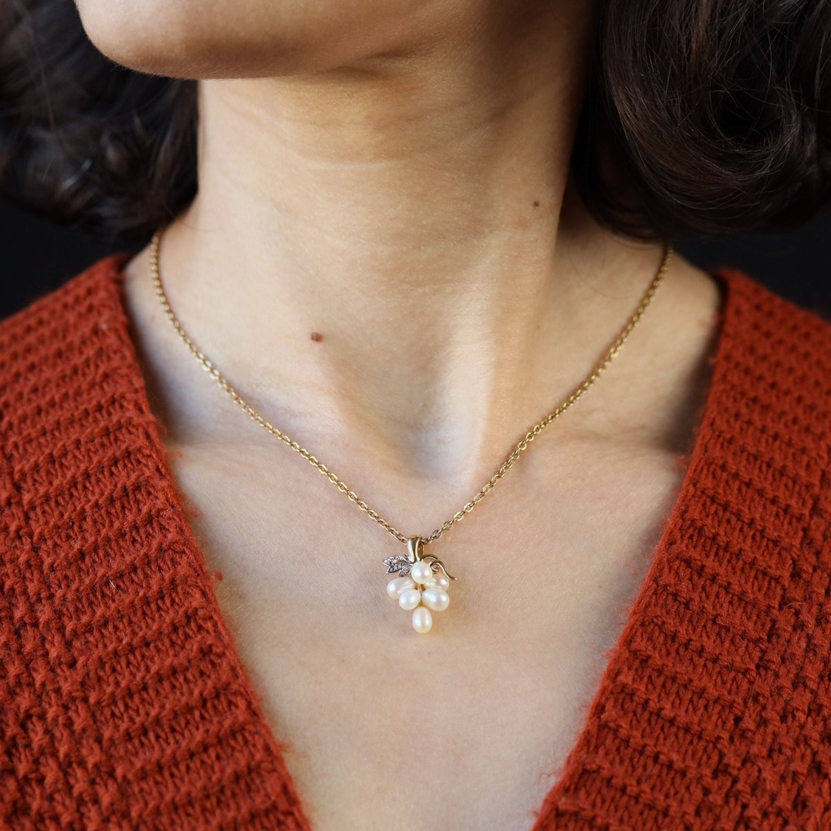 Pendentif en or jaune, perles et diamant - Castafiore