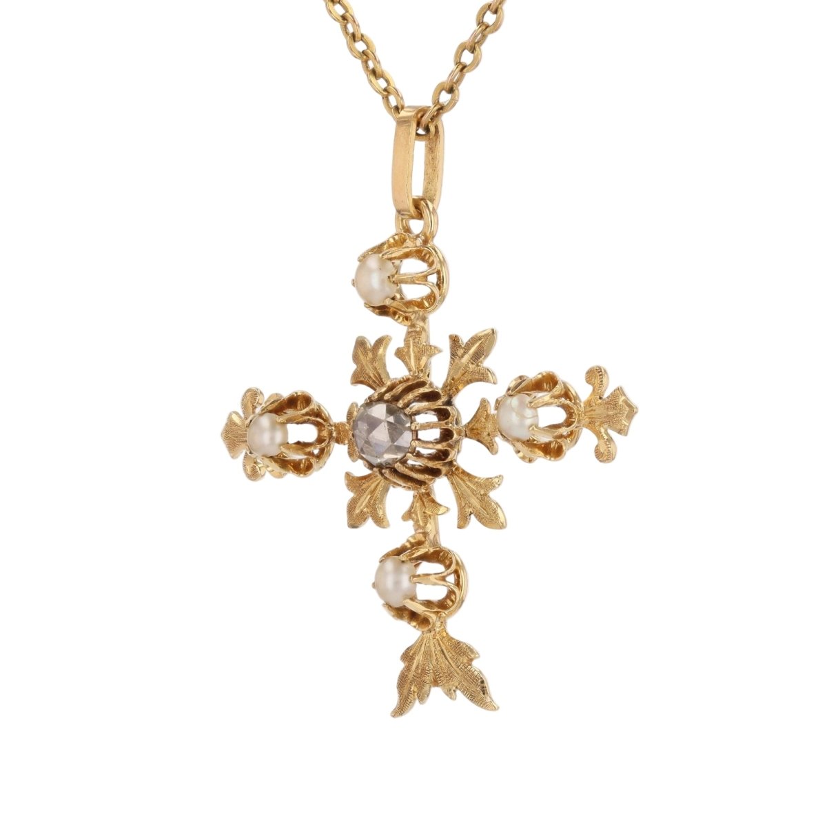 Pendentif en or jaune, perles et diamant - Castafiore