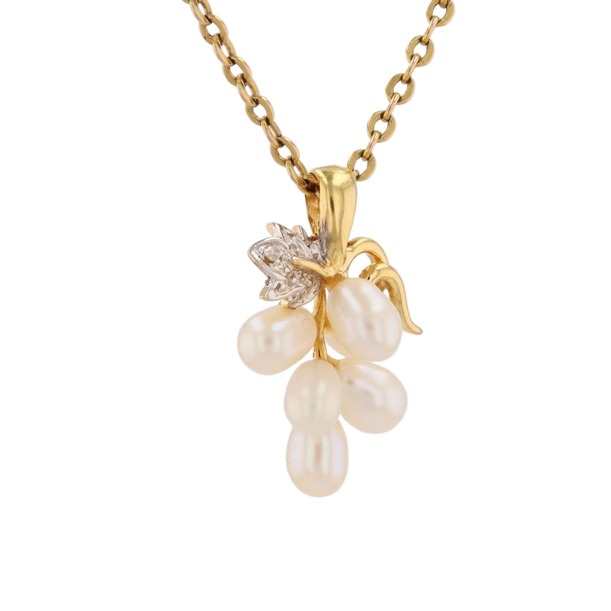 Pendentif en or jaune, perles et diamant - Castafiore