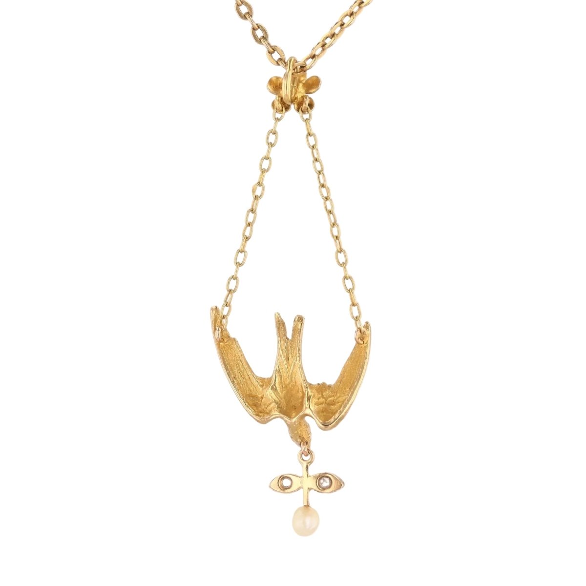 Pendentif en or jaune, perles et diamants - Castafiore