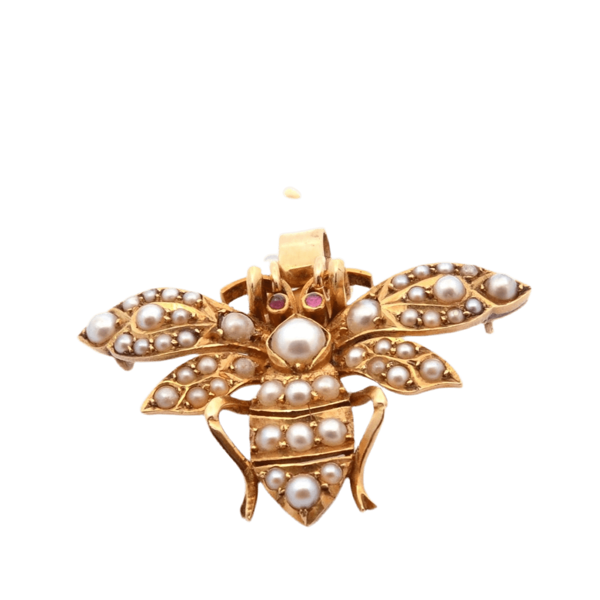 Pendentif en or jaune, perles et rubis - Castafiore