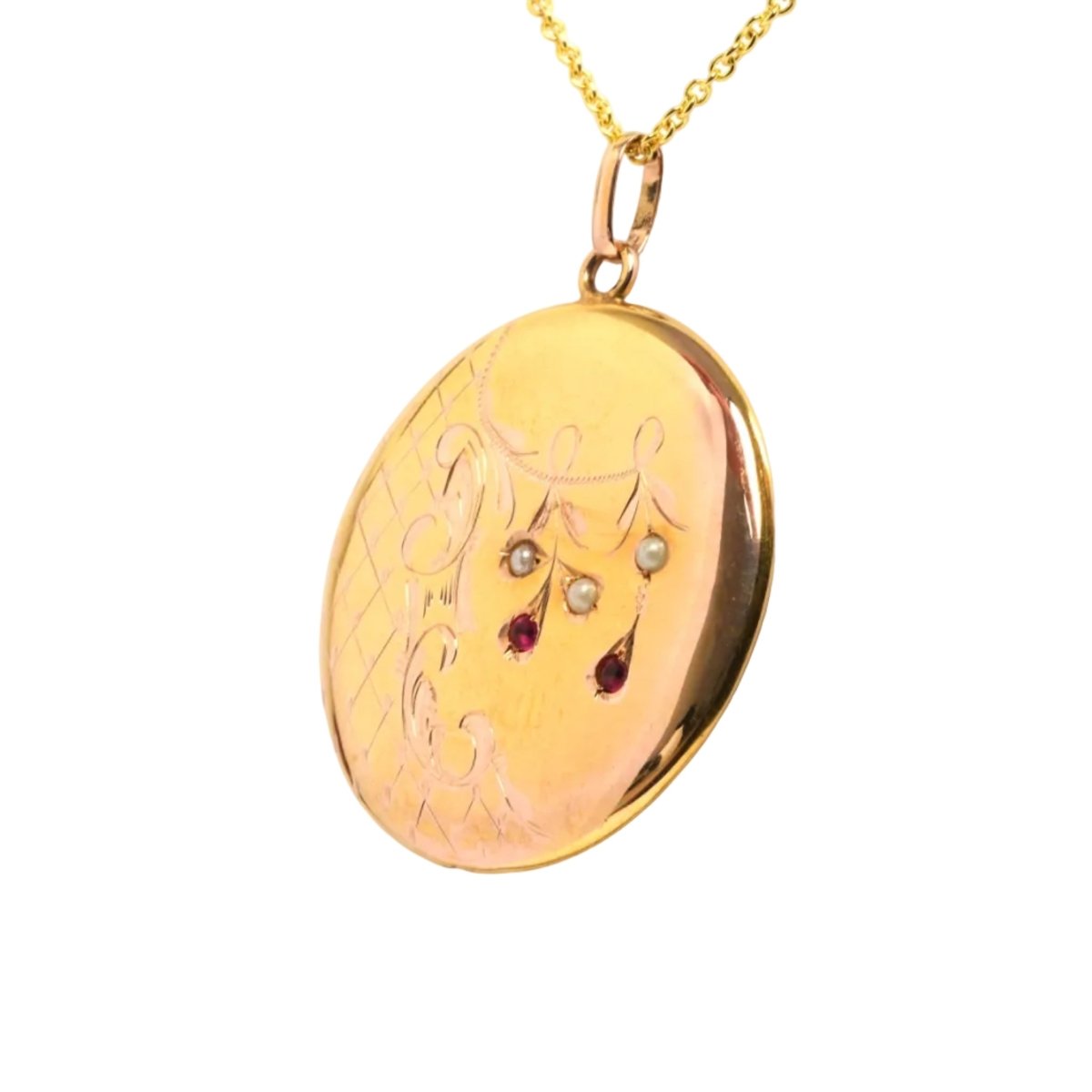 Pendentif en or jaune, perles et rubis - Castafiore