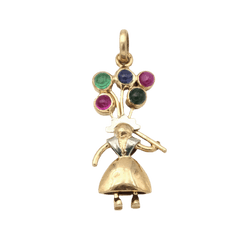 Pendentif en or jaune, platine, émeraudes, rubis et saphir - Castafiore