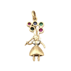 Pendentif en or jaune, platine, émeraudes, rubis et saphir - Castafiore