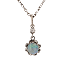 Pendentif en or jaune, platine, opale et diamant - Castafiore