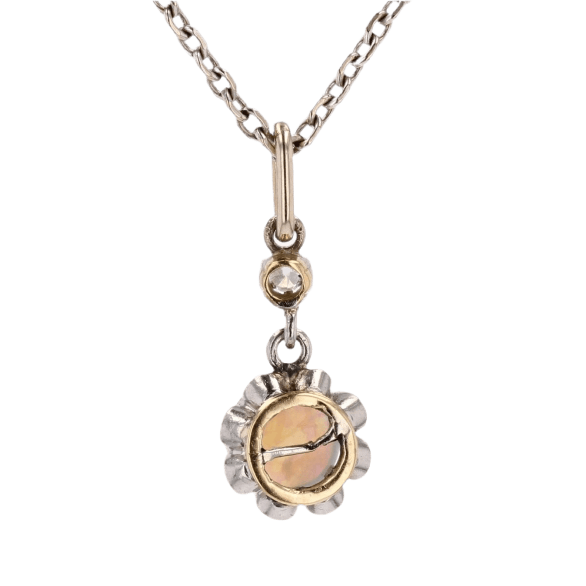 Pendentif en or jaune, platine, opale et diamant - Castafiore