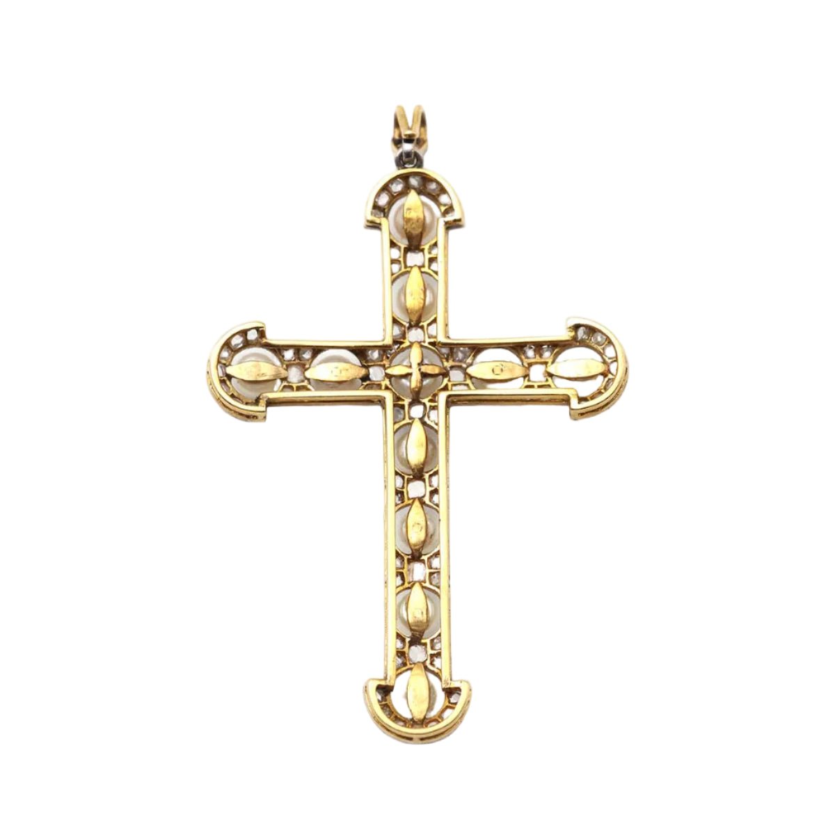 Pendentif en or jaune, platine, perles et diamants - Castafiore