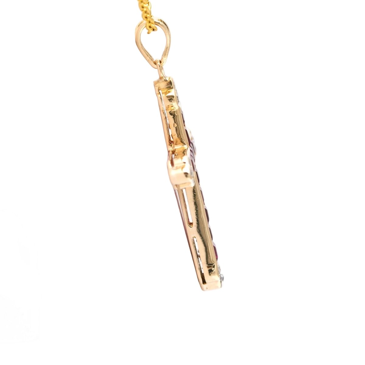 Pendentif en or jaune, rubis et diamants - Castafiore