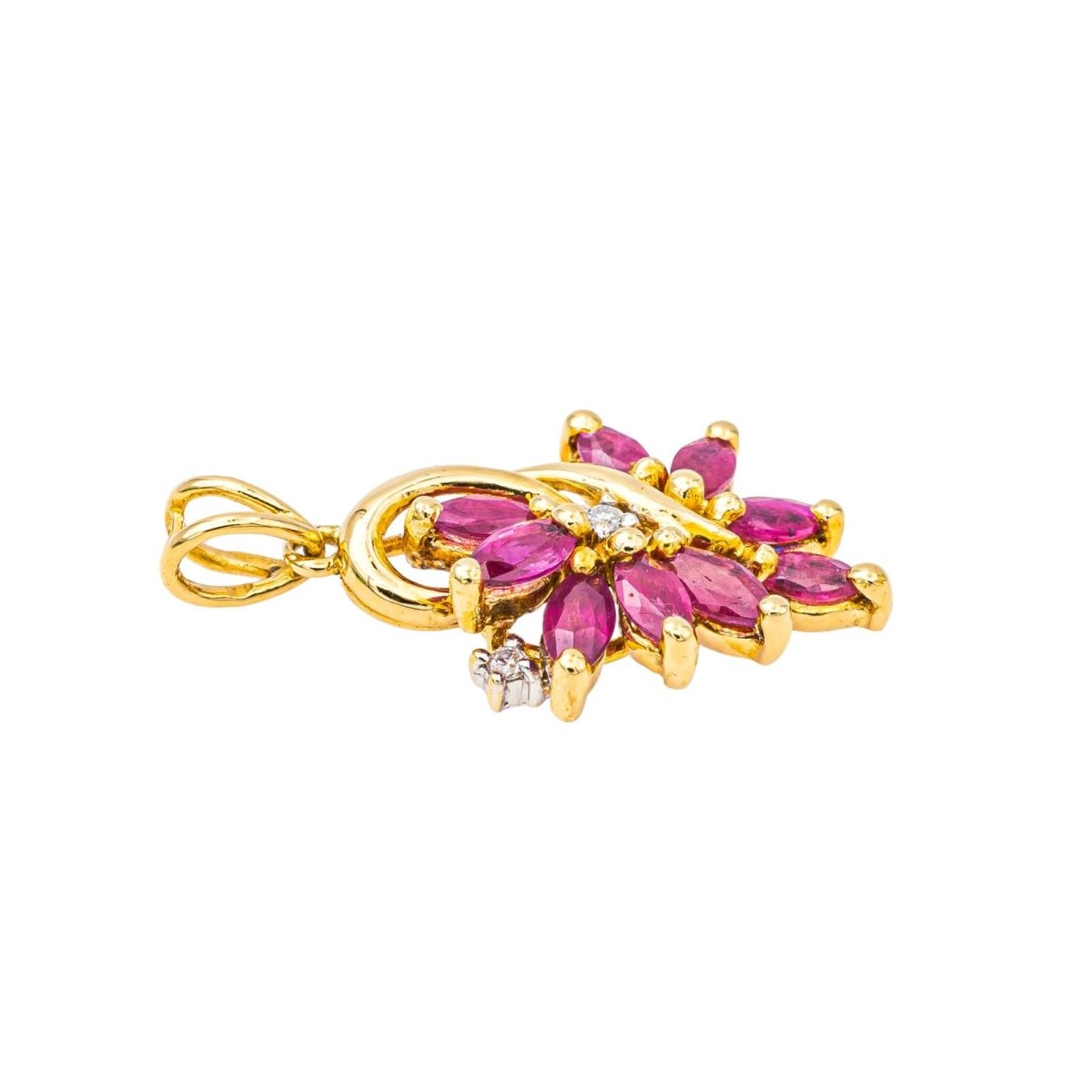 Pendentif en or jaune, rubis et diamants - Castafiore