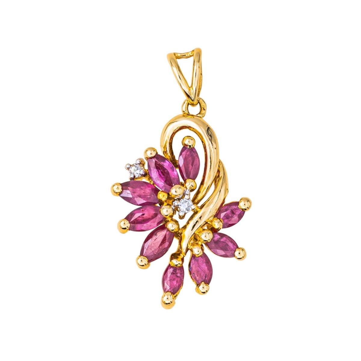 Pendentif en or jaune, rubis et diamants - Castafiore