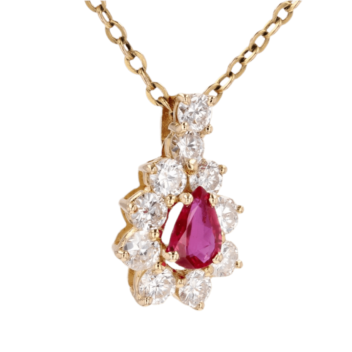 Pendentif en or jaune, rubis et diamants - Castafiore