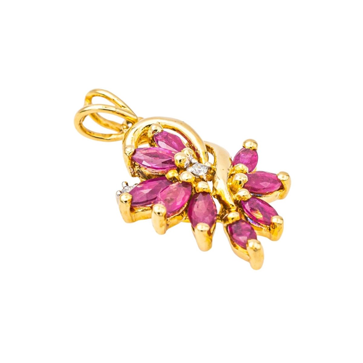 Pendentif en or jaune, rubis et diamants - Castafiore