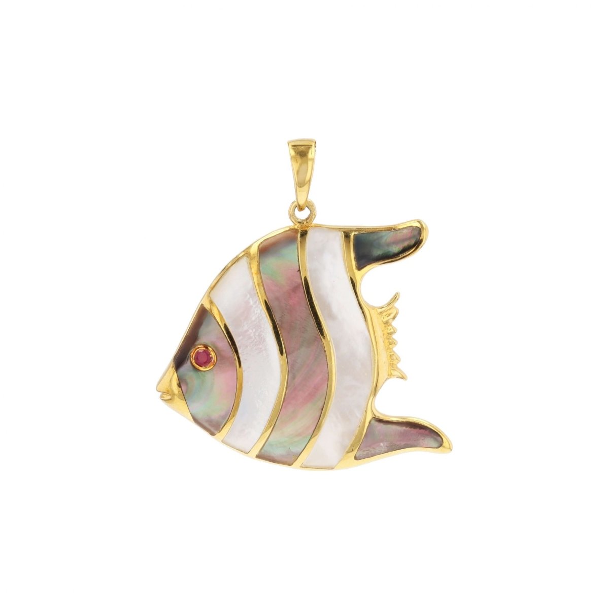 Pendentif en or jaune, rubis et nacre - Castafiore