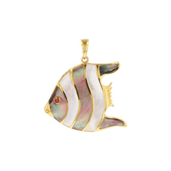 Pendentif en or jaune, rubis et nacre - Castafiore