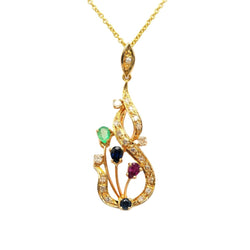 Pendentif en or jaune, rubis, saphirs, émeraudes et diamants - Castafiore