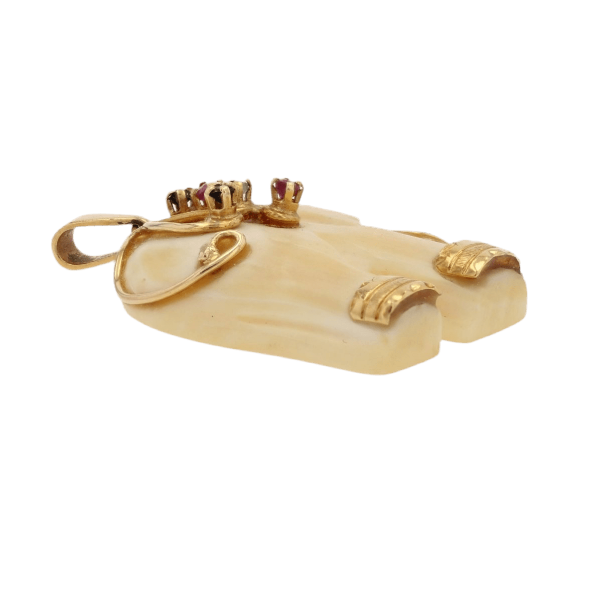 Pendentif en or jaune, rubis, saphirs et émeraude - Castafiore