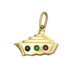 Pendentif en or jaune, saphir, émeraude et rubis - Castafiore