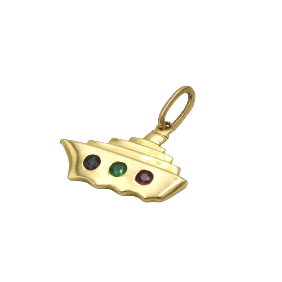 Pendentif en or jaune, saphir, émeraude et rubis - Castafiore