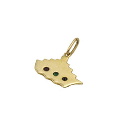 Pendentif en or jaune, saphir, émeraude et rubis - Castafiore