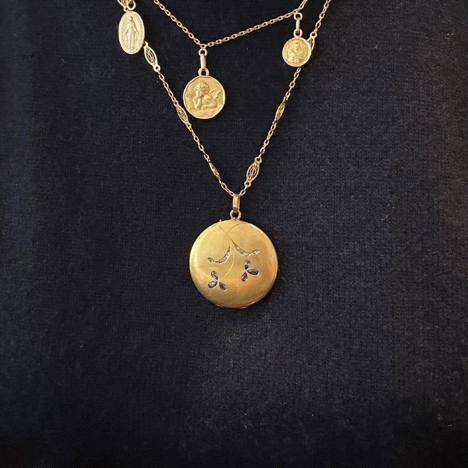 Pendentif en or jaune, saphirs et diamants - Castafiore
