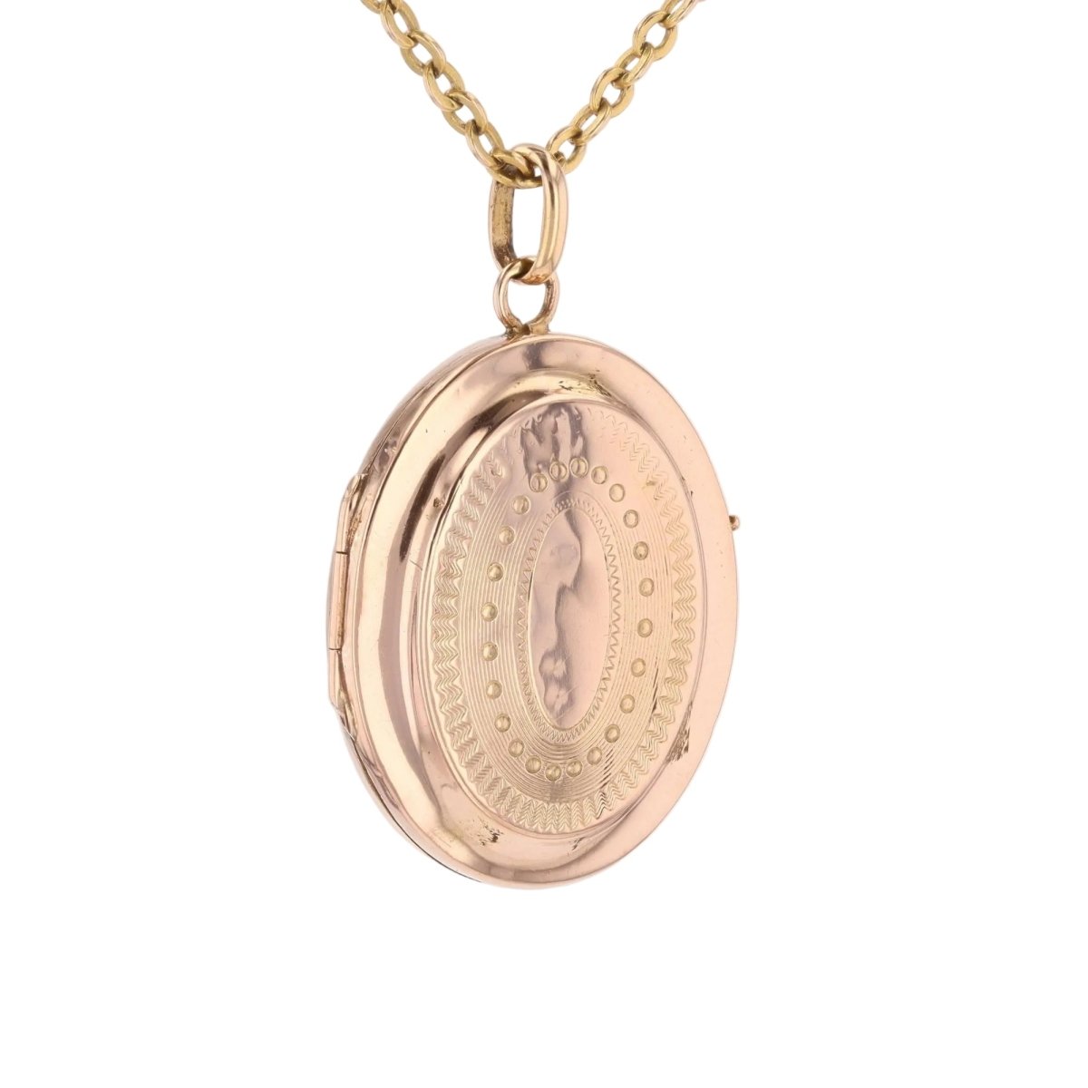 Antique oval medallion rose gold chiseled